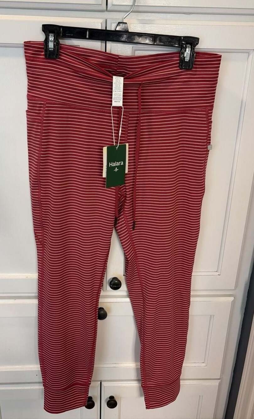 Halara Red & White Striped Drawstring Athletic Casual Joggers/ Leggings XL